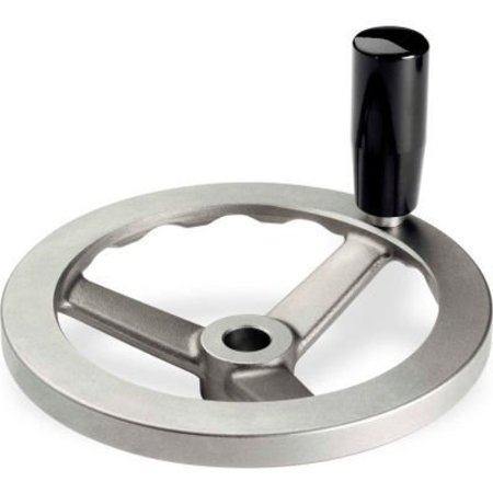 J.W. WINCO JW Winco - - Stainless Steel 3 Spoked Handwheel w/ Rev Handle - 4.92" Dia x 12mm Bore 12MDF2/D